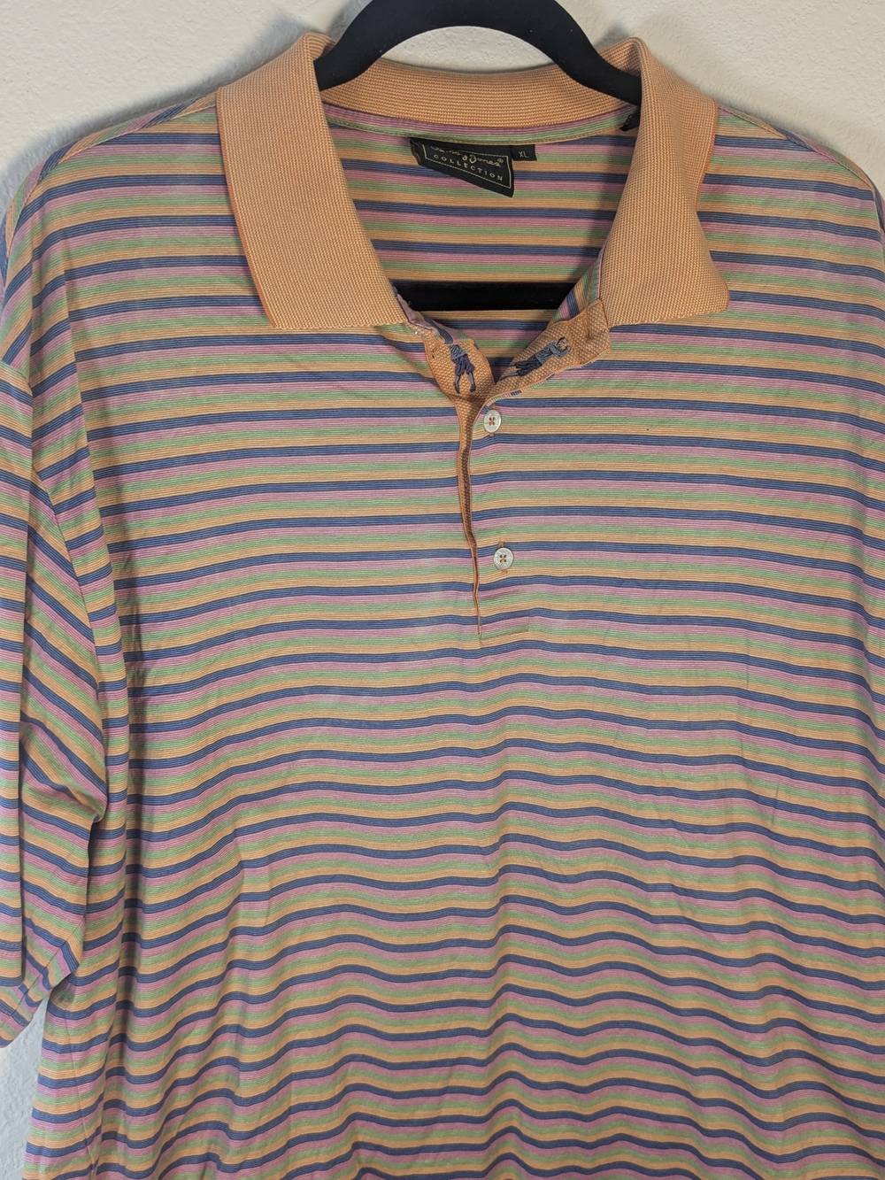 Bobby Jones Pastel Striped Polo with Peach Collar